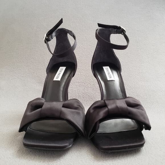 Steve Madden Trusty Sandal Heels in Black Size 10‎ SMAD-WZ1170 Black Tie Bow - Picture 5 of 13
